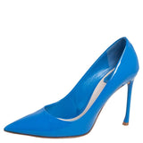 New Christian Dior blue patent leather pointed toe pumps
