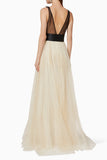 Elisabetta Franchi Sequin Bead Tulle Maxi Dress
