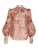 Zimmermann pink luminosity floral blouse