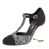 Chanel Black/Monochrome Tweed Fabric Heels