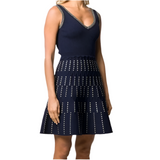 Sandro Jasmine navy knitted dress