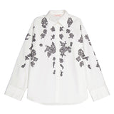 Valentino Garavani White Compact Popeline Emroidered button-up shirt