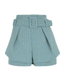 Maje blue tweed belted shorts