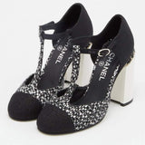 Chanel Black/Monochrome Tweed Fabric Heels
