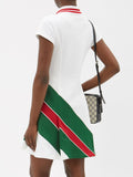 Gucci Web-stripe Polo Dress In White