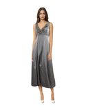 Moschino Vintage Gray Floral Detail Silk Blend Pleated Gown/Dress
