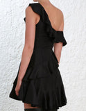 Zimmermann black rife flounce mini dress