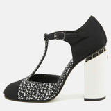 Chanel Black/Monochrome Tweed Fabric Heels