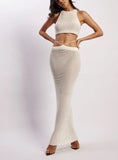 Meshki white crochet maxi Skirt