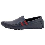 Gucci navy blue leather slip on loafers