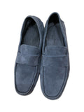 Zegna blue grey suede loafers