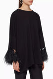 Valentino black cotton feather trimmed tunic
