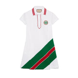 Gucci Web-stripe Polo Dress In White