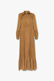 Gucci GG Jacquard Golden Satin Maxi Dress