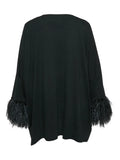 Valentino black cotton feather trimmed tunic