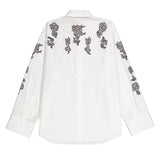 Valentino Garavani White Compact Popeline Emroidered button-up shirt