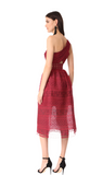 Self-Portrait Red One shoulder lace midi dress