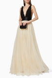 Elisabetta Franchi Sequin Bead Tulle Maxi Dress