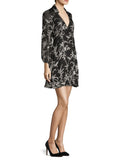 Alice + Olivia Gaston Blouson Sleeve black wrap mini dress