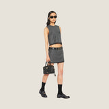 Miu Miu Grisaille logo-patch mini skirt
