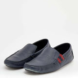 Gucci navy blue leather slip on loafers