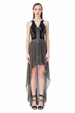 Elisabetta Franchi black short front long back lace-up dress