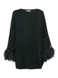 Valentino black cotton feather trimmed tunic