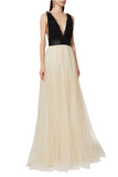 Elisabetta Franchi Sequin Bead Tulle Maxi Dress