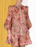 Zimmermann pink luminosity floral blouse