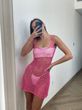 Meshki knitted pink cover up