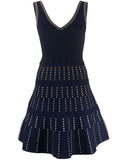 Sandro Jasmine navy knitted dress