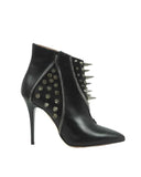 Pinko black leather studded ankle