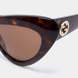 Gucci Dark Havana/Brown Cat Eye Sunglasses