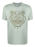 Kenzo Light Green Tiger Embroidered T-shirt