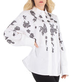 Valentino Garavani White Compact Popeline Emroidered button-up shirt