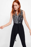 Zara Basic sequin top jumpsuit