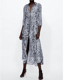 Zara snake print bottom up maxi dress