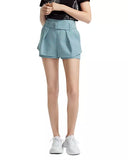 Maje blue tweed belted shorts