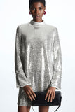 Cos recycled silver sequinned mini dress