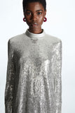 Cos recycled silver sequinned mini dress