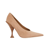 Burberry Beige Suede Pumps On Decorative Heel