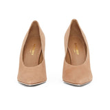 Burberry Beige Suede Pumps On Decorative Heel