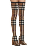 Burberry Brown Check Runway Heroes Thigh-High Boots