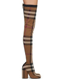 Burberry Brown Check Runway Heroes Thigh-High Boots