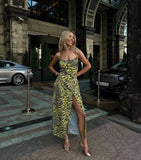 Manera Odevatca yellow zebra midi dress