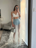Mallini Couture Blue Mesh Skirt