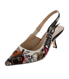 Dior J'Dior Embroidered Slingback small heel Canvas Sandals