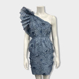 Stella McCartney blue lace floral one shoulder mini dress
