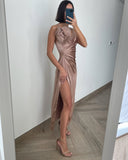 K. Rutman Rose Gold Silk Dress