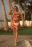 Sky red and white dress